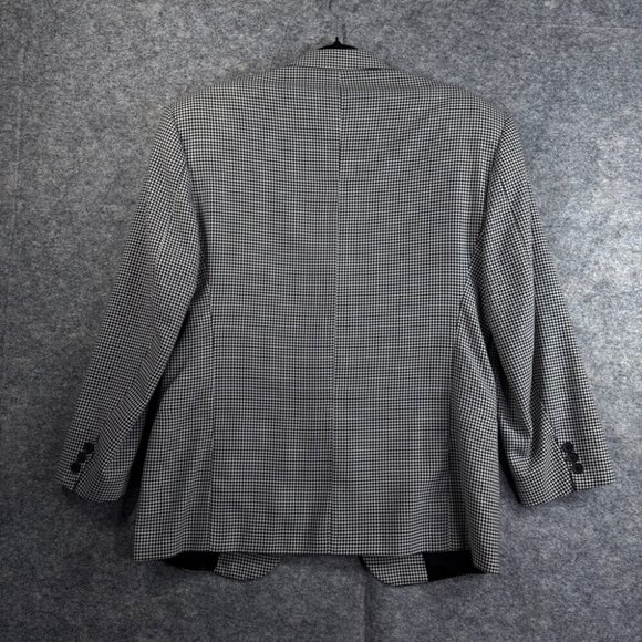 Vintage Black White Wool Houndstooth Checkered Academia Double Breasted Blazer - Picture 11 of 16